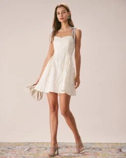 The Off White Jacquard Tie Strap Mini Dress -Outlet Dress Mix Up Store the tie strap jacquard mini dress dresses jlsv7m