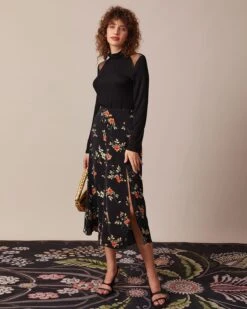 The Black Turtleneck Sheer Splicing Tee -Outlet Dress Mix Up Store the turtleneck sheer splicing top tops rr0bg9 627732