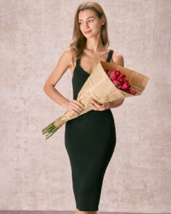 The Black V Neck Bodycon Knit Midi Dress -Outlet Dress Mix Up Store the v neck bodycon sweater dress dresses anyue4