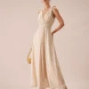 The Apricot V Neck Bowknot Maxi Dress