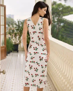 The White V Neck Lace Trim Floral Midi Dress 11 The White V Neck Lace Trim Floral Midi Dress -Outlet Dress Mix Up Store the v neck lace trim floral midi dress dresses cjzrf5