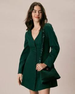 The Green V Neck Button Shirt Mini Dress -Outlet Dress Mix Up Store the v neck long sleeve shirt dress dresses v5bslz 952170