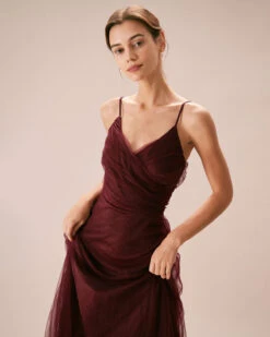 The Wine Red V Neck Mesh Wrap Maxi Dress 10 The Wine Red V Neck Mesh Wrap Maxi Dress -Outlet Dress Mix Up Store the v neck mesh wrap dress dresses 4otpwm