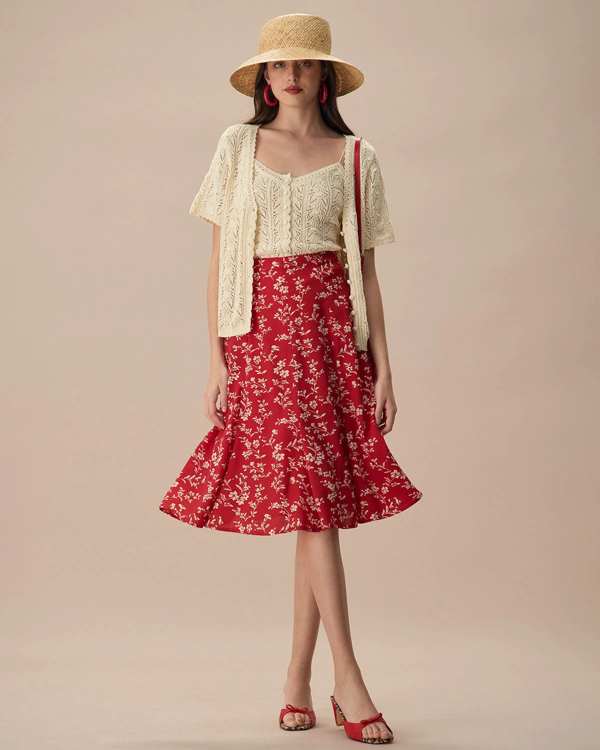 The Beige V Neck Pointelle Button Knit Top 3 The Beige V Neck Pointelle Button Knit Top - Image 3