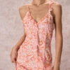 The Orange V Neck Floral Ruffle Maxi Dress