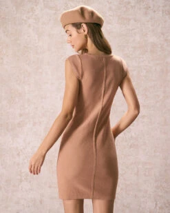 The Camel V Neck Striped Knit Mini Dress 11 The Camel V Neck Striped Knit Mini Dress -Outlet Dress Mix Up Store the v neck striped sweater dress dresses balyxs