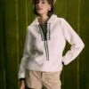 The Beige V Neck Spliced Teddy Sweatshirt