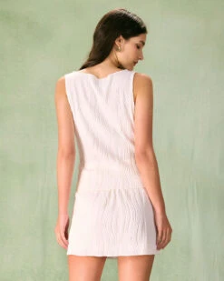 The White Water Ripple Textured High Waisted Mini Skirt -Outlet Dress Mix Up Store the water ripple textured mini skirt bottoms h5k0nk