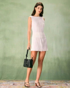 The White Water Ripple Textured High Waisted Mini Skirt -Outlet Dress Mix Up Store the water ripple textured mini skirt bottoms xdzjjo