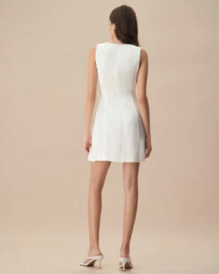 The White Boat Neck Bowknot Satin Mini Dress -Outlet Dress Mix Up Store the white boat neck bowknot mini dress dresses lopzgt