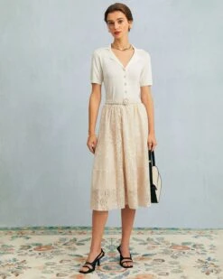 The White Collared Pointelle Knit Top -Outlet Dress Mix Up Store the white collared pointelle kint top tops ggvaad 595104