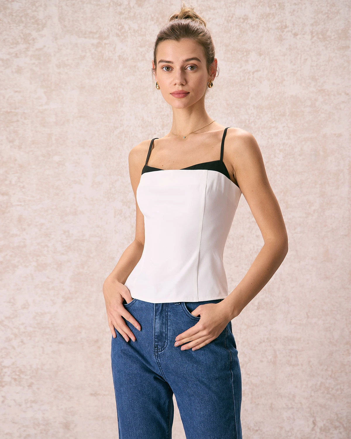 The White Colorblock Shirred Strap Cami Top 5 The White Colorblock Shirred Strap Cami Top - Image 5