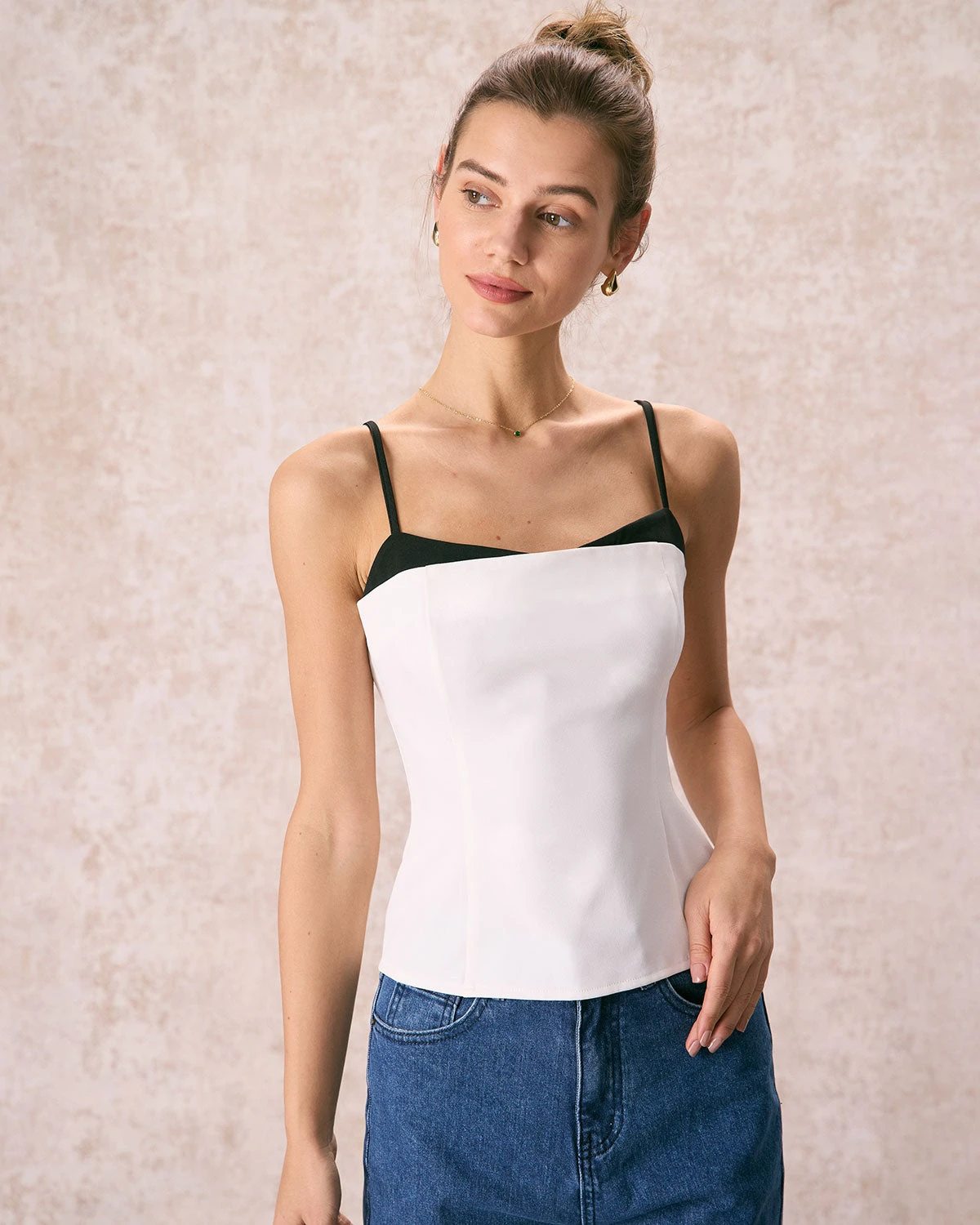 The White Colorblock Shirred Strap Cami Top 3 The White Colorblock Shirred Strap Cami Top - Image 3