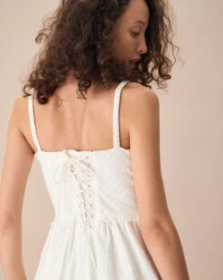 The White Ruched Slip Cotton Midi Dress -Outlet Dress Mix Up Store the white criss cross back midi dress dresses i10nl2