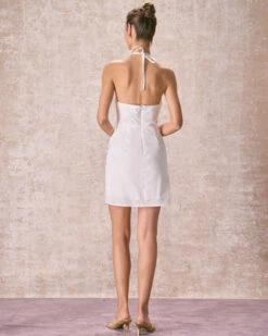 The White Ruched Halter Mini Dress 9 The White Ruched Halter Mini Dress -Outlet Dress Mix Up Store the white halter ruched mini dress dresses 8tsriz