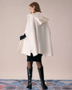 The White Hooded Batwing Sleeve Cape Coat -Outlet Dress Mix Up Store the white hooded solid cape coat outerwear emtg8s