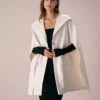 The White Hooded Batwing Sleeve Cape Coat