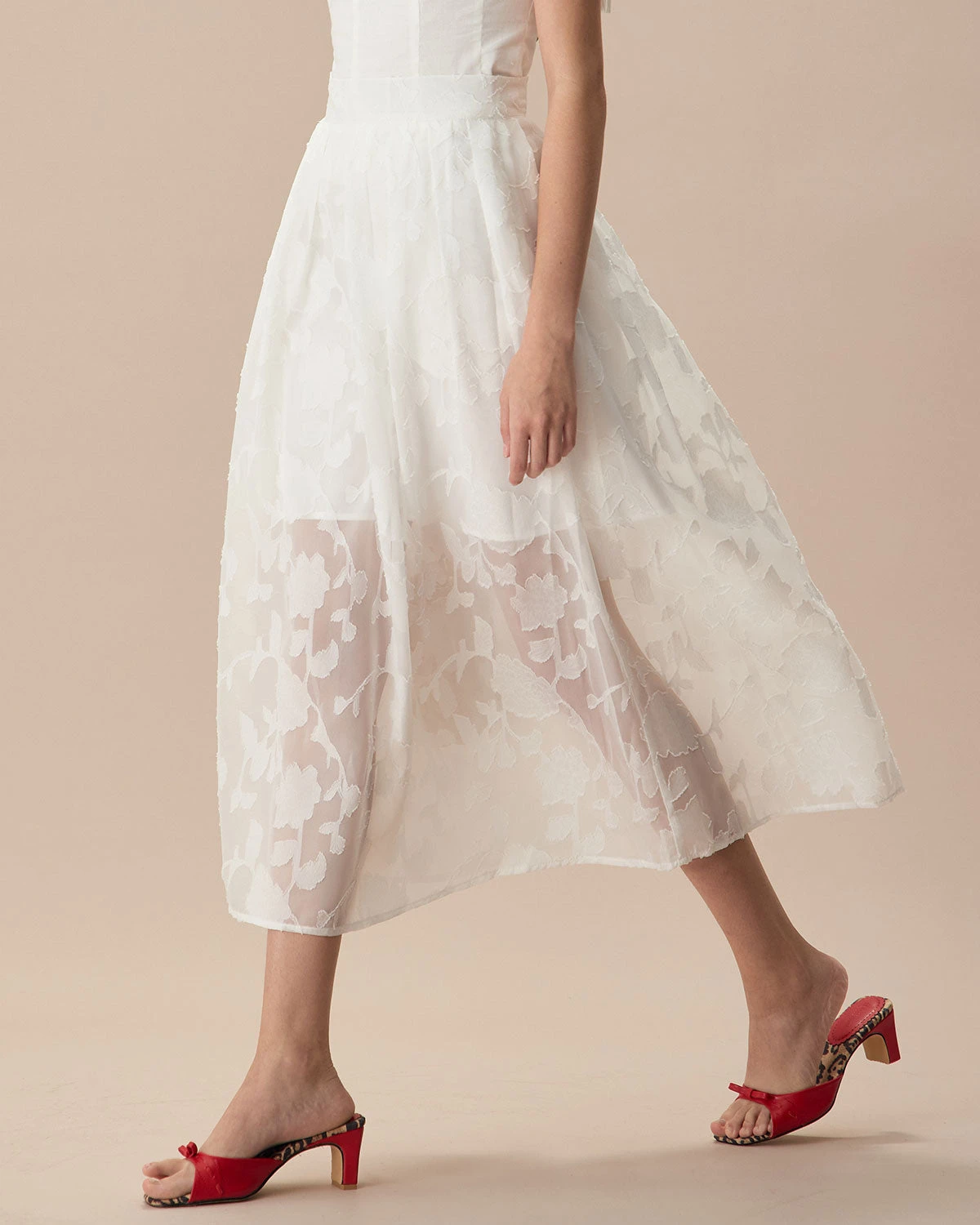 The White Jacquard Midi Skirt 2 The White Jacquard Midi Skirt - Image 2