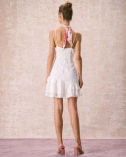 The White Jacquard Ruffle Strap Mini Dress -Outlet Dress Mix Up Store the white jacquard ruffle mini dress dresses 6zkowq