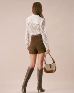 The White Collared Lace Cutout Button Shirt -Outlet Dress Mix Up Store the white lace button shirt tops e3e1ug