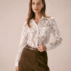 The White Collared Lace Cutout Button Shirt