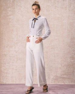 The White Mock Neck Polka Dot Ruffle Blouse -Outlet Dress Mix Up Store the white mock neck polka dot blouse tops z9iurg