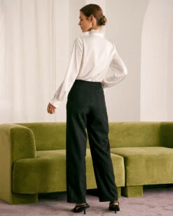 The White Mock Neck Ruffled Satin Shirt -Outlet Dress Mix Up Store the white mock neck ruffled satin shirt tops wuldff