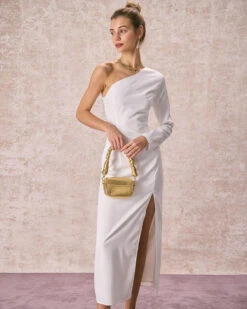 The White One Shoulder Slit Maxi Dress 8 The White One Shoulder Slit Maxi Dress -Outlet Dress Mix Up Store the white one shoulder slit maxi dress dresses i7pgse