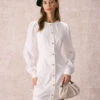 The White Round Neck Button Mini Dress