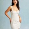 The White Sweetheart Neck Sling Bodycon Mini Dress