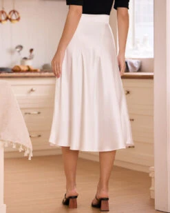 The White Hight-waisted Satin Pocket Midi Skirt 6 The White Hight-waisted Satin Pocket Midi Skirt -Outlet Dress Mix Up Store the white satin pocket midi skirt bottoms 8fvwq2