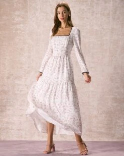 The White Square Neck Floral Maxi Dress -Outlet Dress Mix Up Store the white square neck floral maxi dress white dresses wxwqha