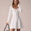 The White Square Neck Sweater Mini Dress