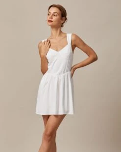 The White Sweetheart Neck A-line Mini Dress -Outlet Dress Mix Up Store the white sweetheart neck solid mini dress dresses kjazji 629474