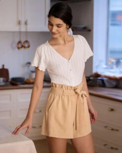 The White V Neck Button Cotton Knit Tee -Outlet Dress Mix Up Store the white v neck button knit tee tops 22uyw1