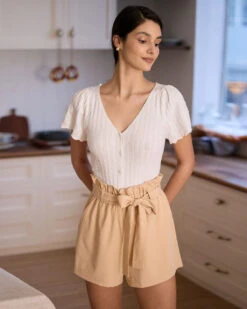 The White V Neck Button Cotton Knit Tee -Outlet Dress Mix Up Store the white v neck button knit tee tops zsv1ir