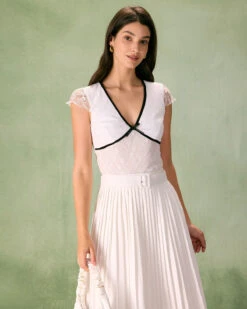 The White V Neck Lace Tee -Outlet Dress Mix Up Store the white v neck lace tee tops ngod6u