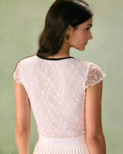 The White V Neck Lace Tee -Outlet Dress Mix Up Store the white v neck lace tee tops qc8ejs