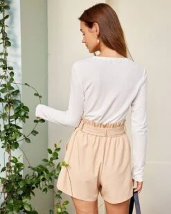 The White V Neck Lace Trim Ribbed Knit Tee -Outlet Dress Mix Up Store the white v neck lace trim knit tee tops xp4wsn 173509