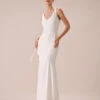 The White V Neck Sheath Mermaid Maxi Dress