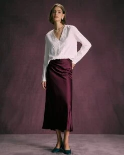 The White V Neck Lace Trim Pearls Blouse -Outlet Dress Mix Up Store the white v neck pearls blouse tops v3xza3