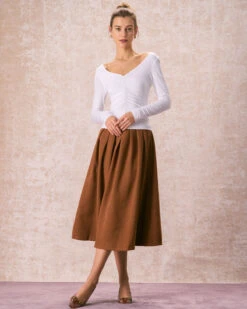 The White V Neck Ruched Long Sleeve Tee -Outlet Dress Mix Up Store the white v neck ruched top tops 8zuztd