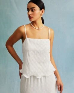 The White Water Ripple Textured Hem Cami Top