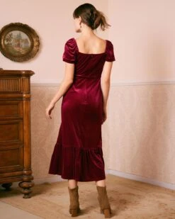 The Wine Red U Neck Ruched Velvet Maxi Dress 11 The Wine Red U Neck Ruched Velvet Maxi Dress -Outlet Dress Mix Up Store the wine red ruched velvet maxi dress dresses n7ujao