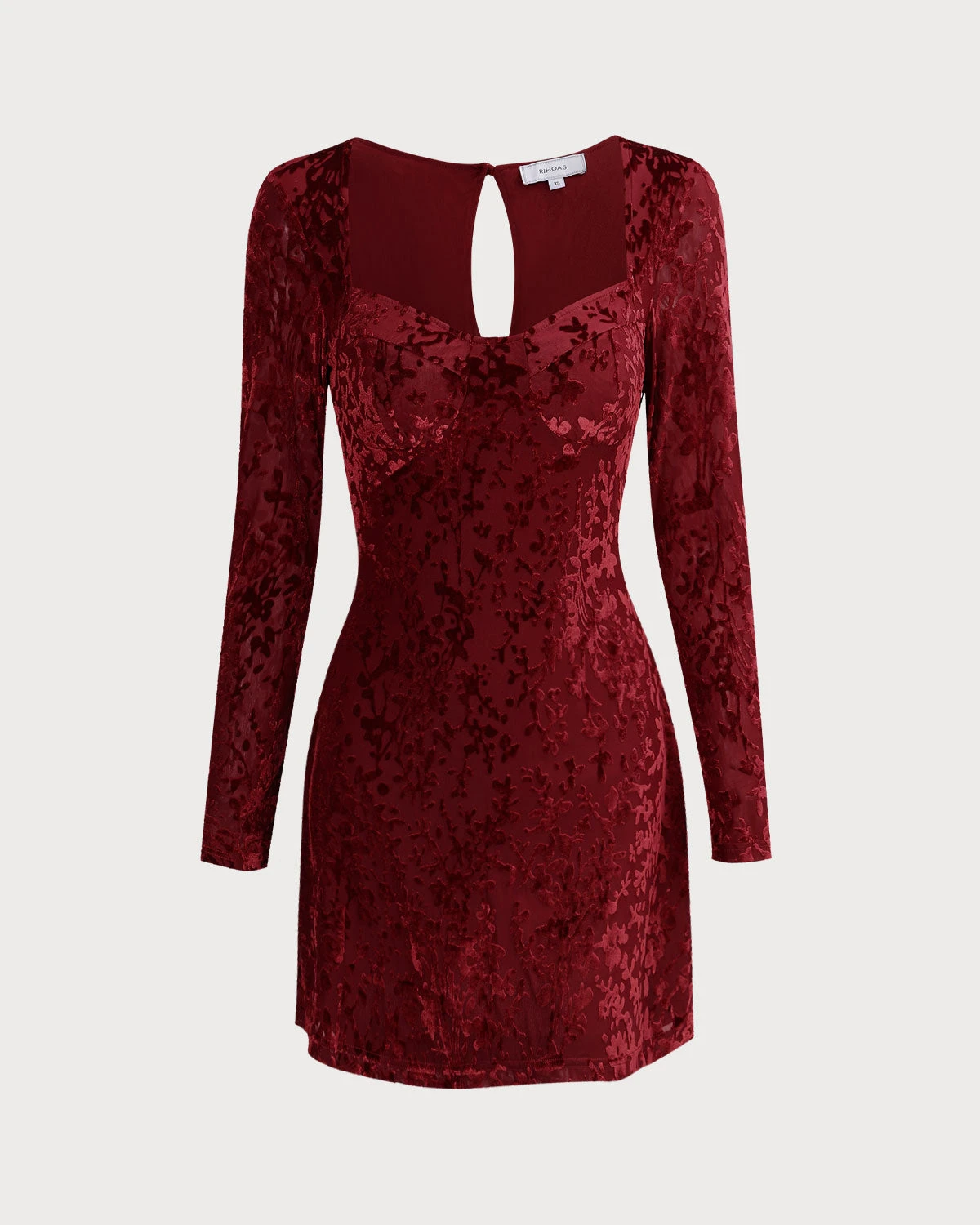The Wine Red Floral Cutout Back Mini Dress 7 The Wine Red Floral Cutout Back Mini Dress - Image 7