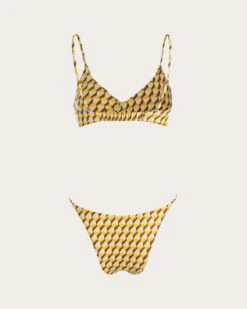 The Yellow Geometric Print Twisted Bikini Set -Outlet Dress Mix Up Store the yellow ceometric print bikini set bikinis mcojnf 130480