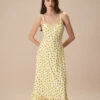 The Yellow Daisy Ruffle Slip Midi Dress