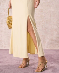 The Yellow Ruched Backless Slip Maxi Dress 10 The Yellow Ruched Backless Slip Maxi Dress -Outlet Dress Mix Up Store the yellow ruched slip maxi dress dresses 2ktk94