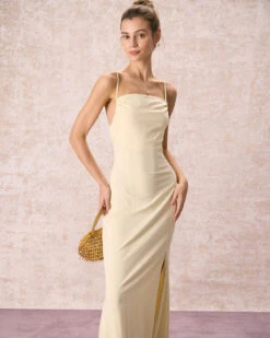 The Yellow Ruched Backless Slip Maxi Dress 8 The Yellow Ruched Backless Slip Maxi Dress -Outlet Dress Mix Up Store the yellow ruched slip maxi dress dresses b5gvdt