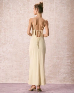 The Yellow Ruched Backless Slip Maxi Dress 11 The Yellow Ruched Backless Slip Maxi Dress -Outlet Dress Mix Up Store the yellow ruched slip maxi dress dresses gyjhwd